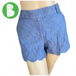 J. CREW BLUE COTTON CHAMBRAY SCALLOPED HEM SHORTS (10)